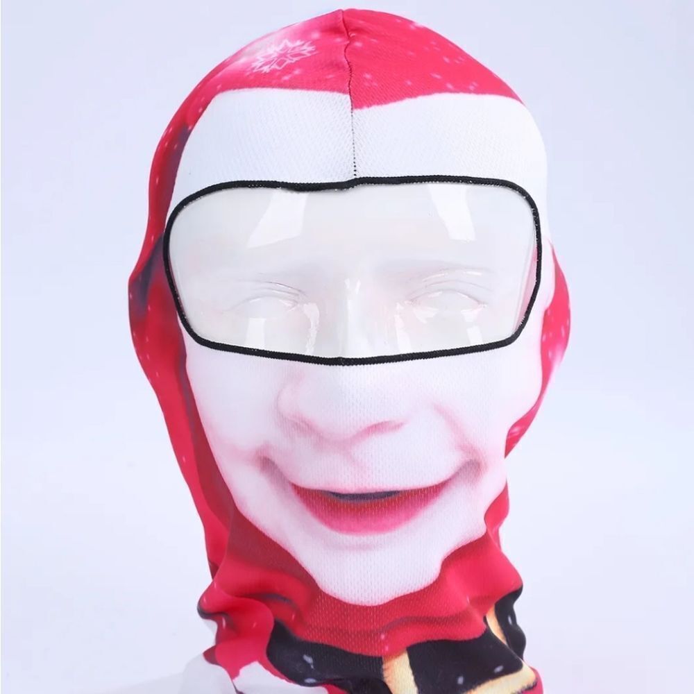 Christmas Mask Balaclava Hood Thin Neck Gaiter Cartoon Printing Full Face Mask